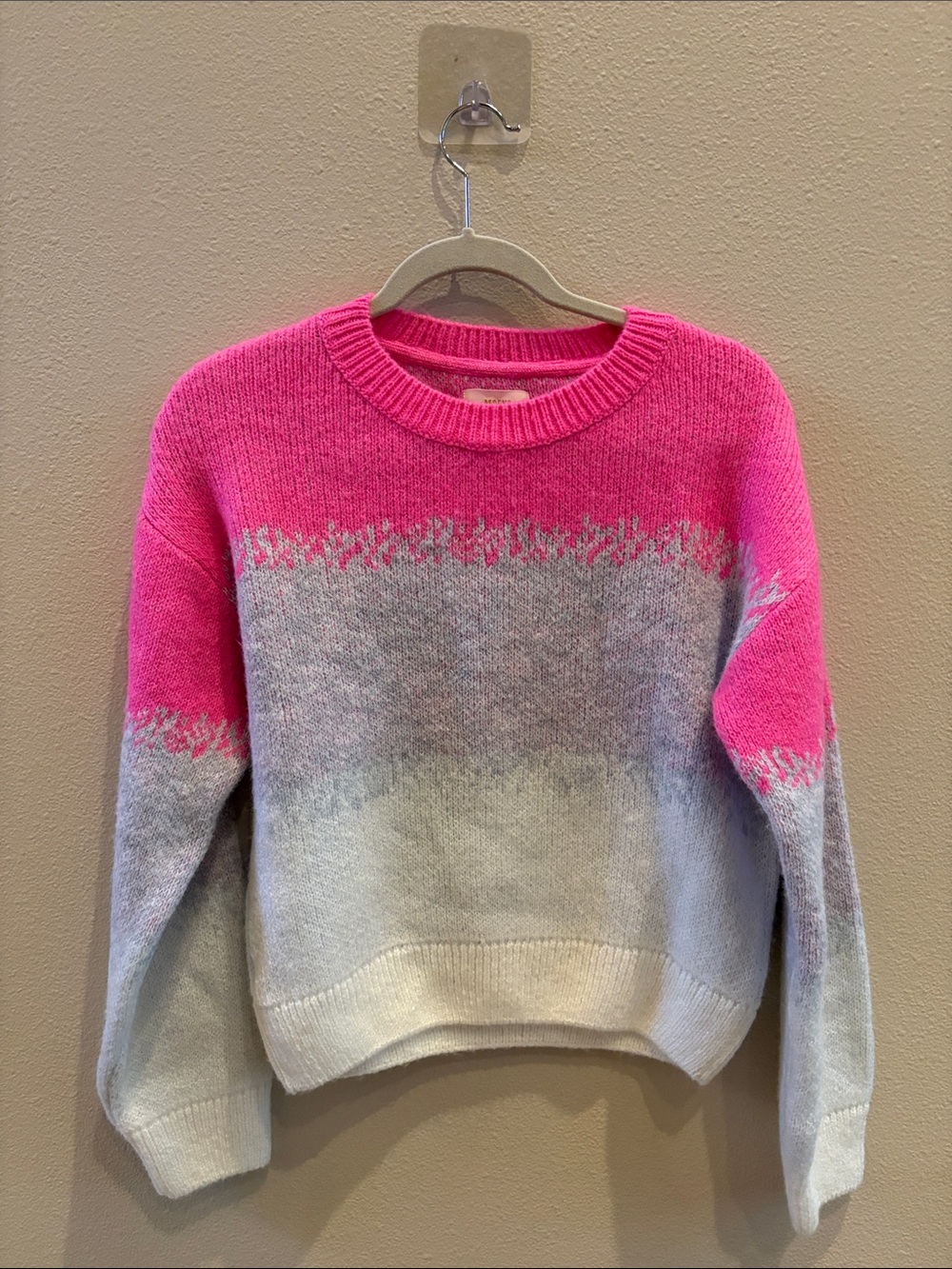 Anthropologie Maeve Crewneck Sweater in Pink and Gray NWT